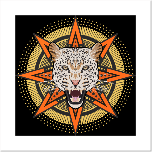 Leopard face with geometric shapes Wall Art by ilhnklv